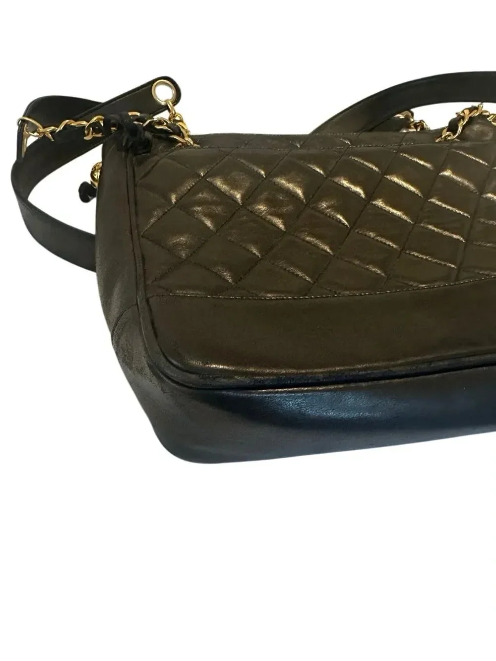 CHANEL Black Quilted Leather Shoulder Bag with Gold Hardware